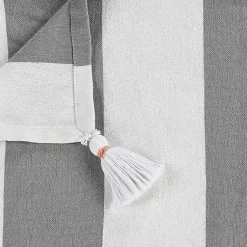 Sale Light Gray Cabana Stripe Tassel Throw Blankets & Throws
