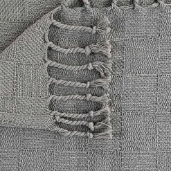 Light Checkered Weave Fringe Throw Blankets & Throws