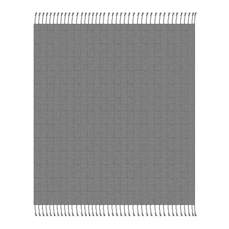 Light Checkered Weave Fringe Throw Blankets & Throws