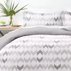 Kirklands Home Duvets|Light Gray Chevron 3-Pc. Queen Duvet Cover Set