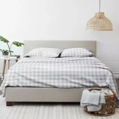 Kirklands Home Bed Sheets|Light Gray Country Plaid 4-pc. King Bed Sheet Set