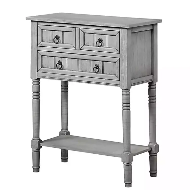 Kirklands Home Accent & End Tables|Light 3-Drawer Turned Legs Accent Table Gray
