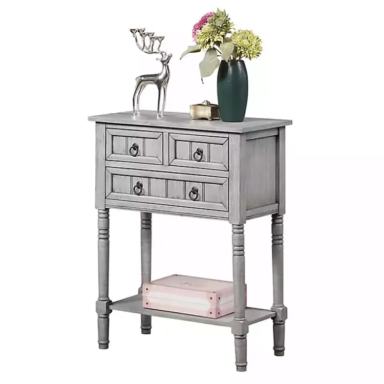 Kirklands Home Accent & End Tables|Light 3-Drawer Turned Legs Accent Table Gray