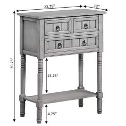 Kirklands Home Accent & End Tables|Light 3-Drawer Turned Legs Accent Table Gray