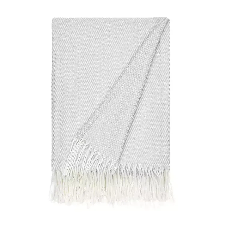Online Light Herringbone Throw with Fringe Blankets & Throws