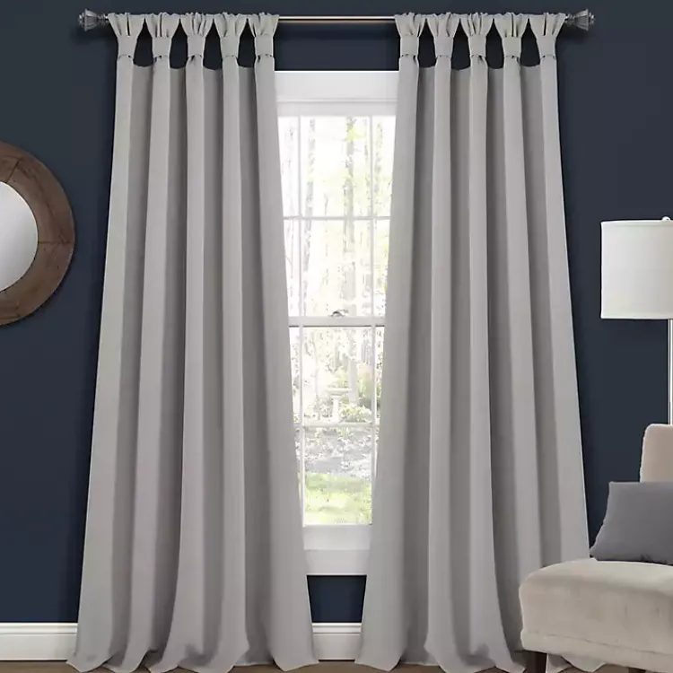 Kirklands Home Curtains & Drapes|Light Knotted Curtain Panel Set, 84 in. Gray