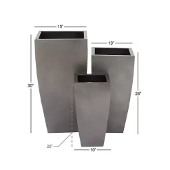 Kirklands Home Planters|Light Metal Round Tapered Planters, Set of 3 Gray