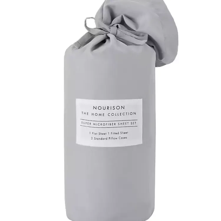 Kirklands Home Bed Sheets|Light Microfiber 4-pc. King Sheet Set Gray