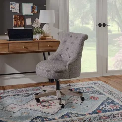 Kirklands Home Office Furniture|Light Miller Tufted Office Chair Gray