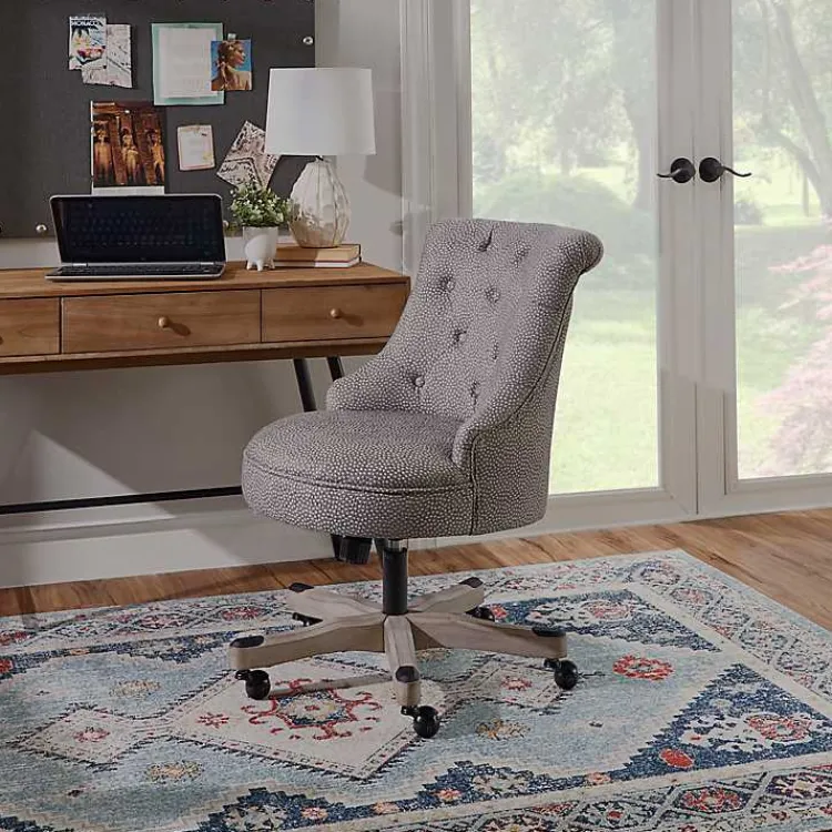 Kirklands Home Office Furniture|Light Miller Tufted Office Chair Gray