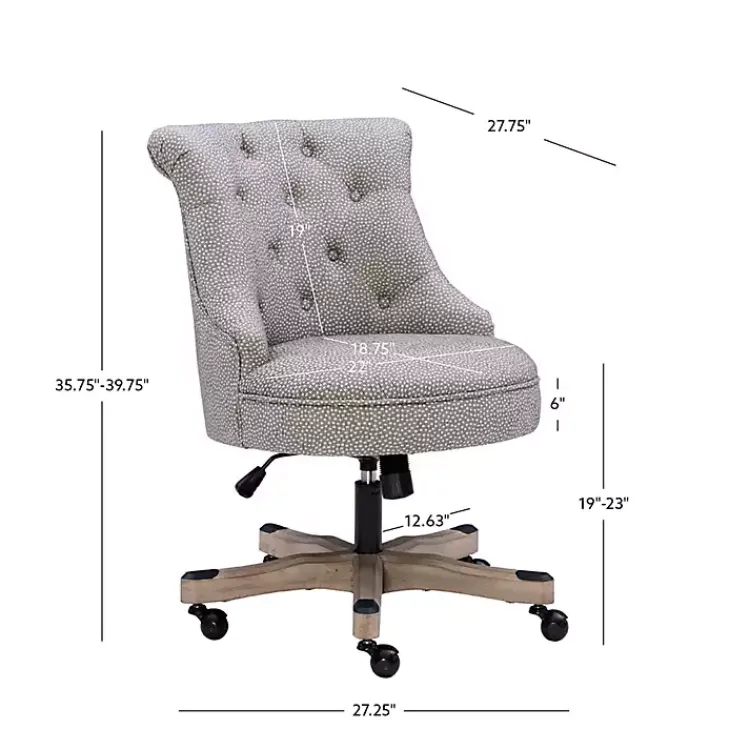 Kirklands Home Office Furniture|Light Miller Tufted Office Chair Gray
