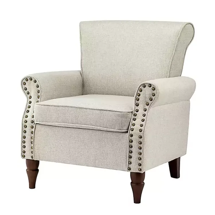 Kirklands Home Accent Chairs|Light Miriam Nailhead Trim Armchair Gray