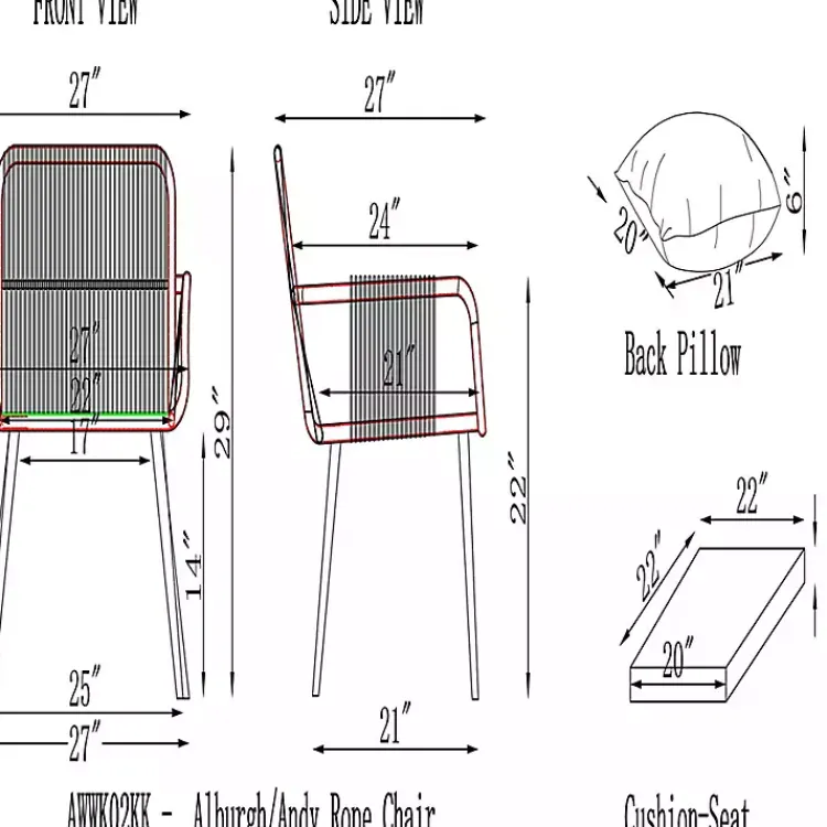 Kirklands Home Outdoor Seating|Light Gray Rope Frame 2-pc. Outdoor Arm Chair Set