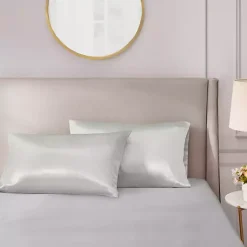 Kirklands Home Bed Sheets|Light Satin King 2-pc. Pillow Case Set Gray