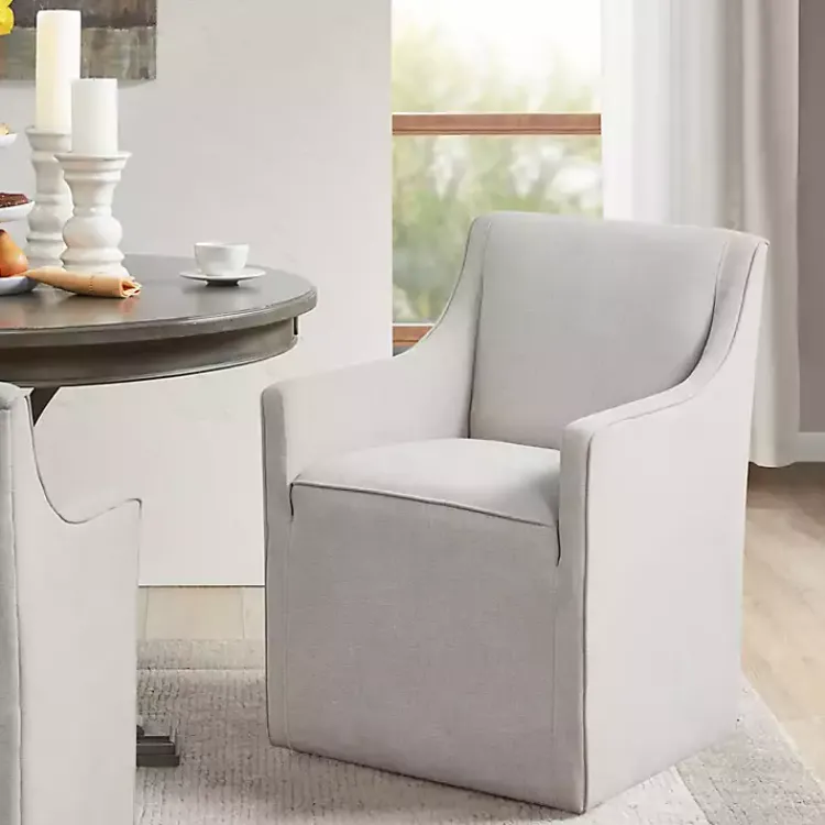 Kirklands Home Dining Chairs|Light Slipcover Dining Chair with Casters Gray