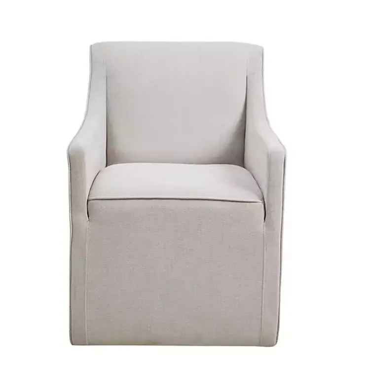 Kirklands Home Dining Chairs|Light Slipcover Dining Chair with Casters Gray
