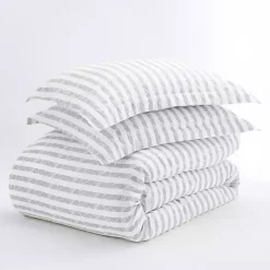 Kirklands Home Duvets|Light Gray Stripes 3-pc. Twin Duvet Cover Set