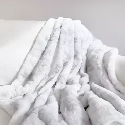 New Light Gray Tie Dye Faux Fur Throw Blankets & Throws