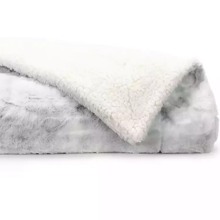 New Light Gray Tie Dye Faux Fur Throw Blankets & Throws