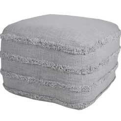 New Light Tufted Stripe Cotton Square Pouf Poufs & Floor Cushions