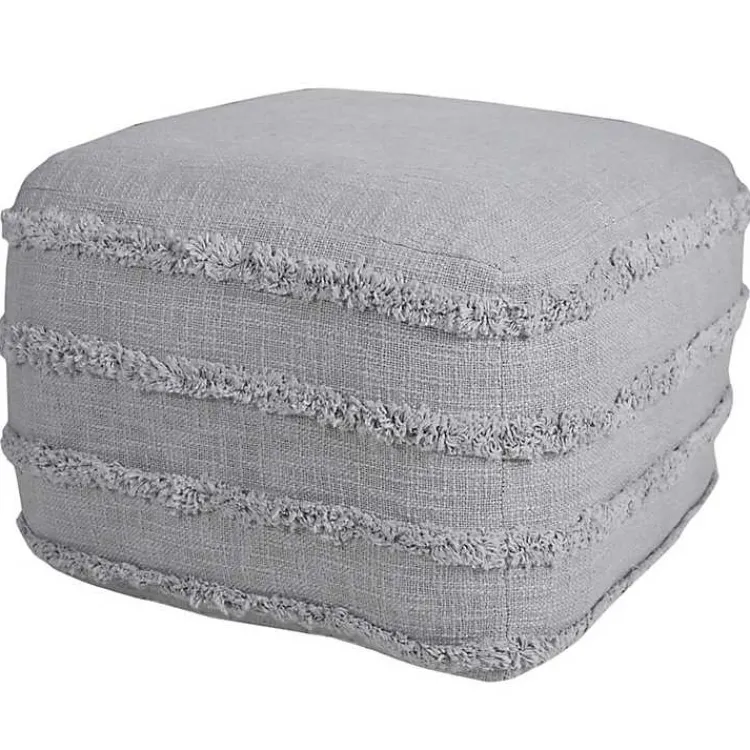 New Light Tufted Stripe Cotton Square Pouf Poufs & Floor Cushions
