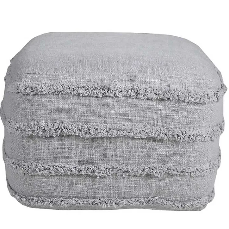 New Light Tufted Stripe Cotton Square Pouf Poufs & Floor Cushions