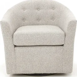 Kirklands Home Accent Chairs|Light Tufted Swivel Barrel Accent Chair Gray
