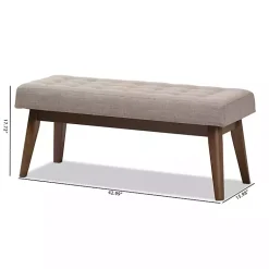 Kirklands Home Benches & Ottomans|Light Tufted Walnut Wood Bench Gray