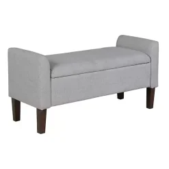 Kirklands Home Benches & Ottomans|Light Upholstered Blaire Storage Bench Gray