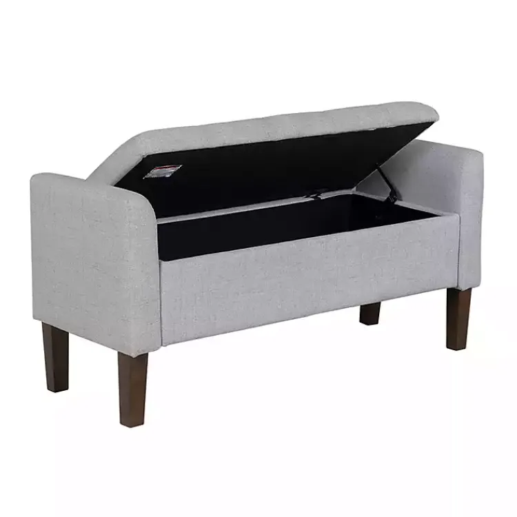 Kirklands Home Benches & Ottomans|Light Upholstered Blaire Storage Bench Gray