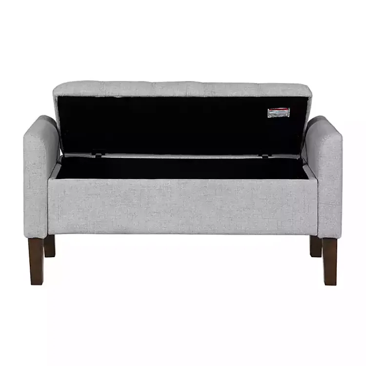 Kirklands Home Benches & Ottomans|Light Upholstered Blaire Storage Bench Gray