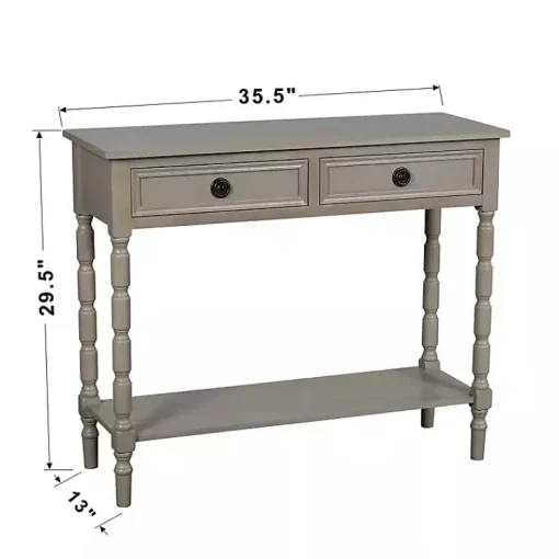 Kirklands Home Console Tables|Light Wood 2-Drawer Barrett Console Table Gray