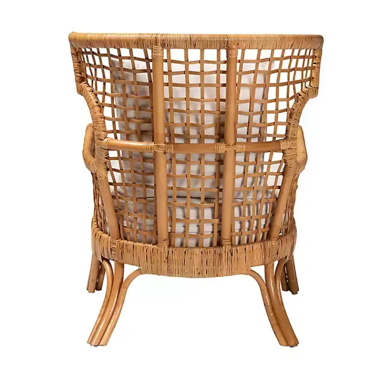 Kirklands Home Accent Chairs|Light Honey Rattan Curved Accent Chair Ivory