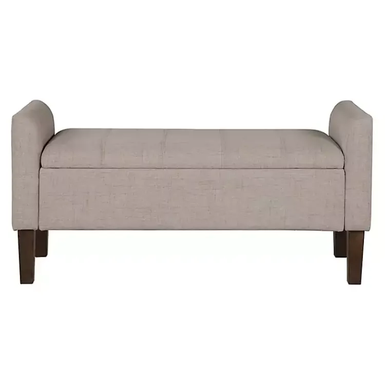 Kirklands Home Benches & Ottomans|Light Taupe Upholstered Blaire Storage Bench Tan