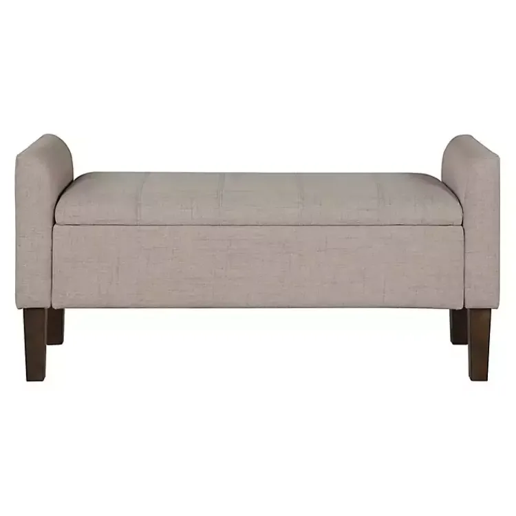 Kirklands Home Benches & Ottomans|Light Taupe Upholstered Blaire Storage Bench Tan