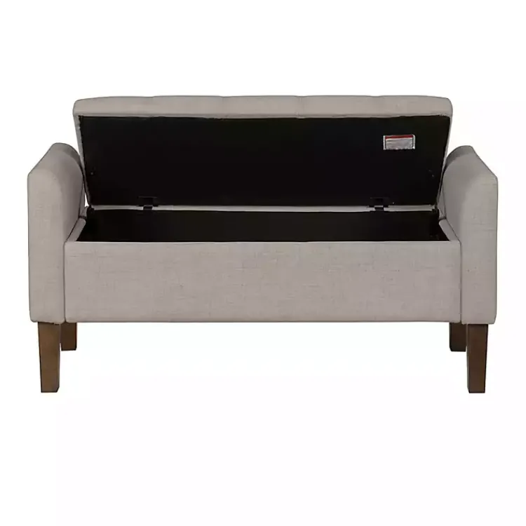 Kirklands Home Benches & Ottomans|Light Taupe Upholstered Blaire Storage Bench Tan