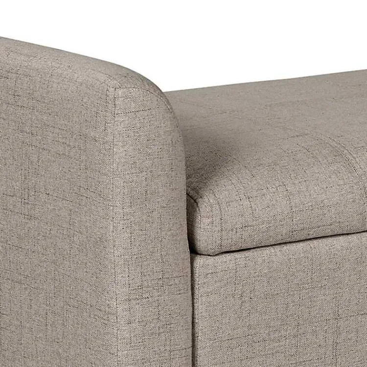 Kirklands Home Benches & Ottomans|Light Taupe Upholstered Blaire Storage Bench Tan