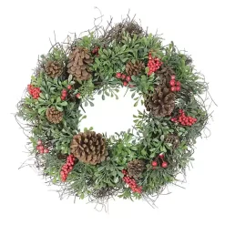Clearance Lightly Frosted Cedar and Red Berry Wreath Wreaths