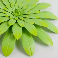 Kirklands Home Outdoor Wall Decor|Lime Metal Flower Outdoor Wall Plaque Green