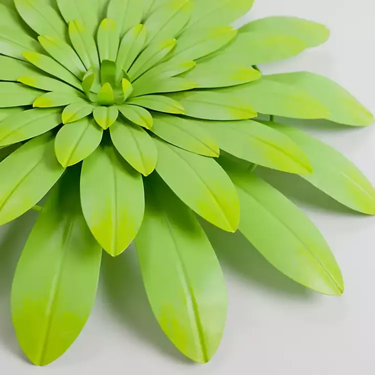 Kirklands Home Outdoor Wall Decor|Lime Metal Flower Outdoor Wall Plaque Green