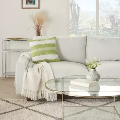 Kirklands Home Outdoor Cushions & Pillows|Lime Woven Stripe Reversible Outdoor Square Pillow