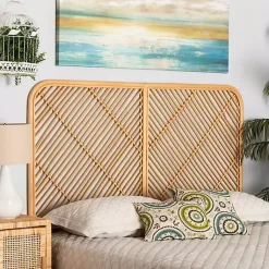 Kirklands Home Beds & Headboards|Linear Rat Wall Mounted Queen Headboard Tan
