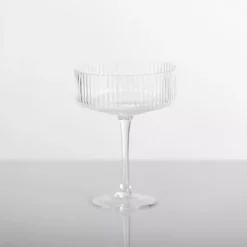 Kirklands Home Glassware & Drinkware|Linear Ribbed Coupe Glass Clear