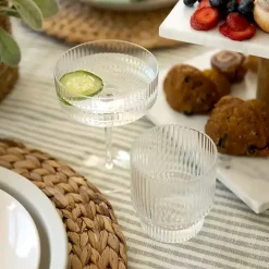 Kirklands Home Glassware & Drinkware|Linear Ribbed Coupe Glass Clear