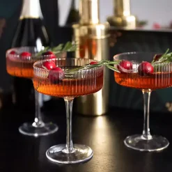 Kirklands Home Glassware & Drinkware|Linear Ribbed Coupe Glass Clear