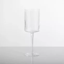 Kirklands Home Glassware & Drinkware|Linear Ribbed Goblet Wine Glass Clear