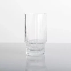 Kirklands Home Glassware & Drinkware|Linear Ribbed Highball Glass Clear