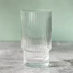 Kirklands Home Glassware & Drinkware|Linear Ribbed Highball Glass Clear