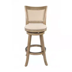 Kirklands Home Bar Stools & Counter Height Stools|Linen and Driftwood Nailhead Swivel Bar Stool Brown