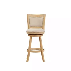 Kirklands Home Bar Stools & Counter Height Stools|Linen and Wood Nailhead Swivel Bar Stool Tan